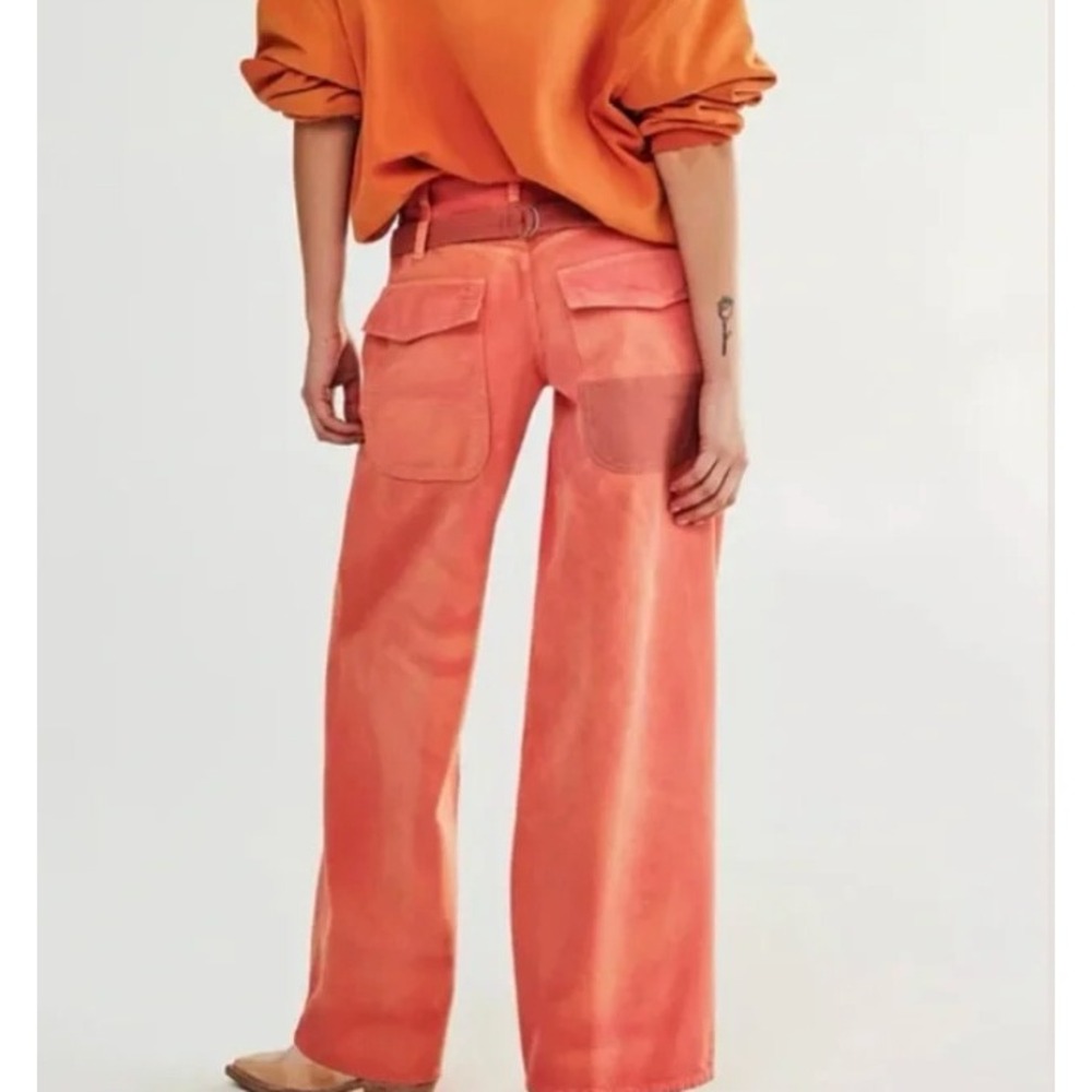We The Free Waterfalls Baggy Wide-Leg Jeans in Orange Size 27 - Picture 2 of 13